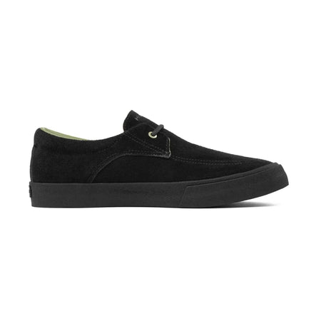Higher Salem Suede Black slip-on shoe with single lace, full suede upper, and thick vulcanised sole.