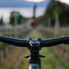 ST1 31.8 - Title MTB 31mm mountain bike stem shown on mountain bike from riders perspective